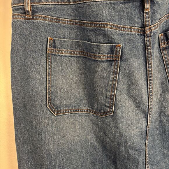 Loft Womens 18 Denim Jean Button Front Straight Midi Skirt Modest - Picture 6 of 6